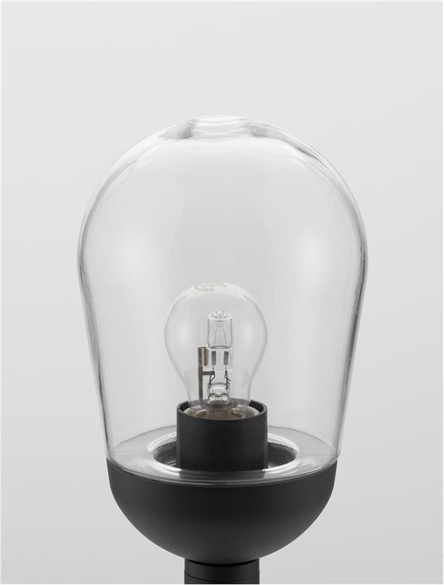 OMIKA Dark Grey Aluminum & Clear Glass LED E27 1x12 Watt 220-240 Volt Bulb Excluded IP54 D: 15 H: 97 cm