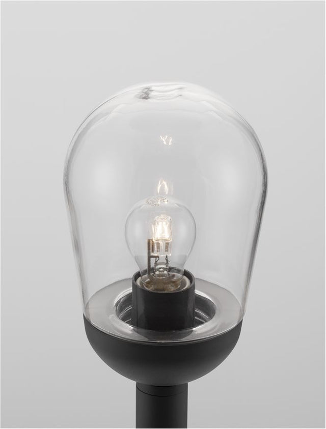 OMIKA Dark Grey Aluminum & Clear Glass LED E27 1x12 Watt 220-240 Volt Bulb Excluded IP54 D: 15 H: 97 cm