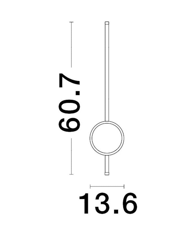 CLOCK Sandy White Aluminium & Acrylic LED 18 Watt 220 Volt 1260Lm 3000K IP20 D: 13.6 W: 6.5 H: 61 cm