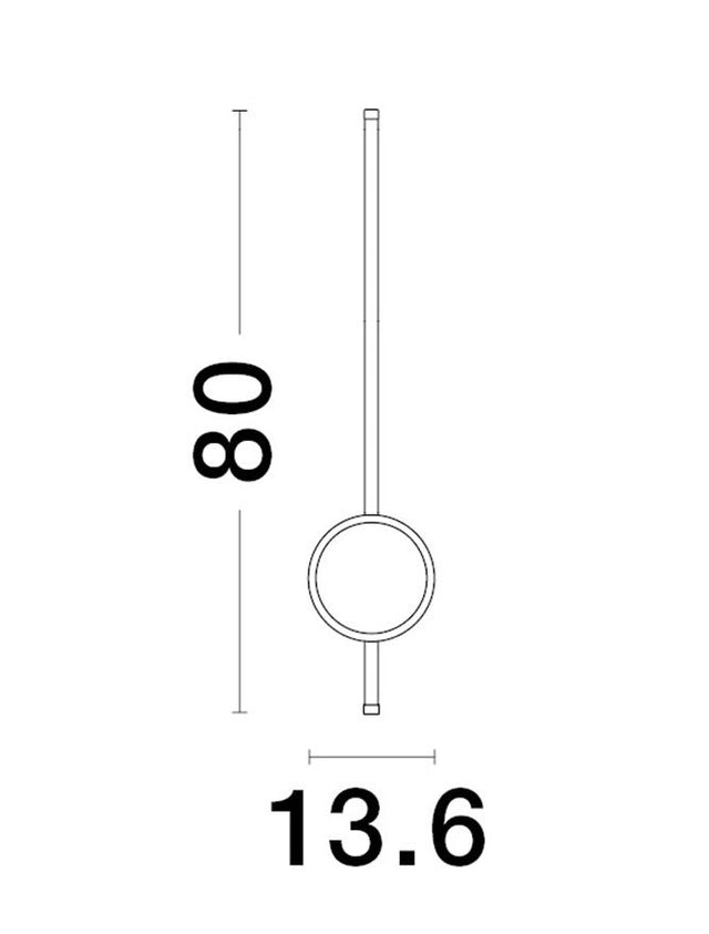 CLOCK Sandy Black Aluminium & Acrylic LED 22 Watt 220 Volt 1560Lm 3000K IP20 D: 13.6 W: 6.5 H: 80 cm