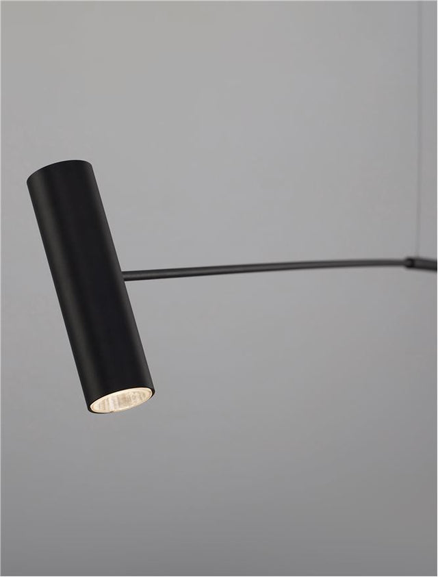 VOICE Sandy Black Aluminium & Acrylic LED 12 Watt 220 Volt 960Lm 3000K IP20 Cable Length: 190 cm L: 192 W: 12 H: 20-250 cm