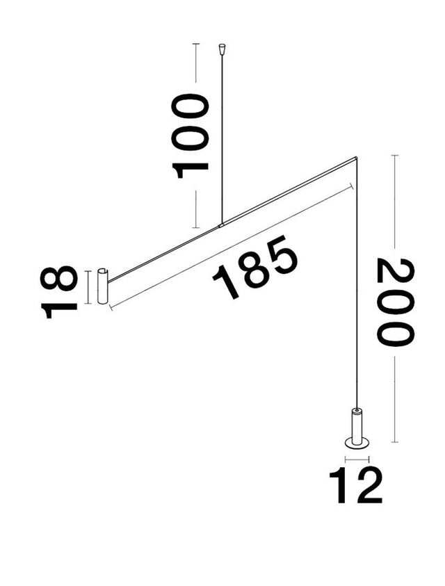 VOICE Sandy Black Aluminium & Acrylic LED 12 Watt 220 Volt 960Lm 3000K IP20 Cable Length: 190 cm L: 192 W: 12 H: 20-250 cm