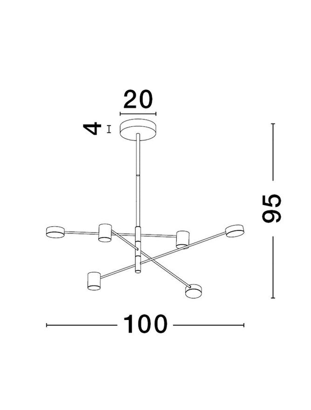 NORDIK Triac Dimmable Black Aluminium & Acrylic LED 28 Watt 230 Volt 594Lm 3000K IP20 D: 100 H: 95 cm Rotatable Fixed Height