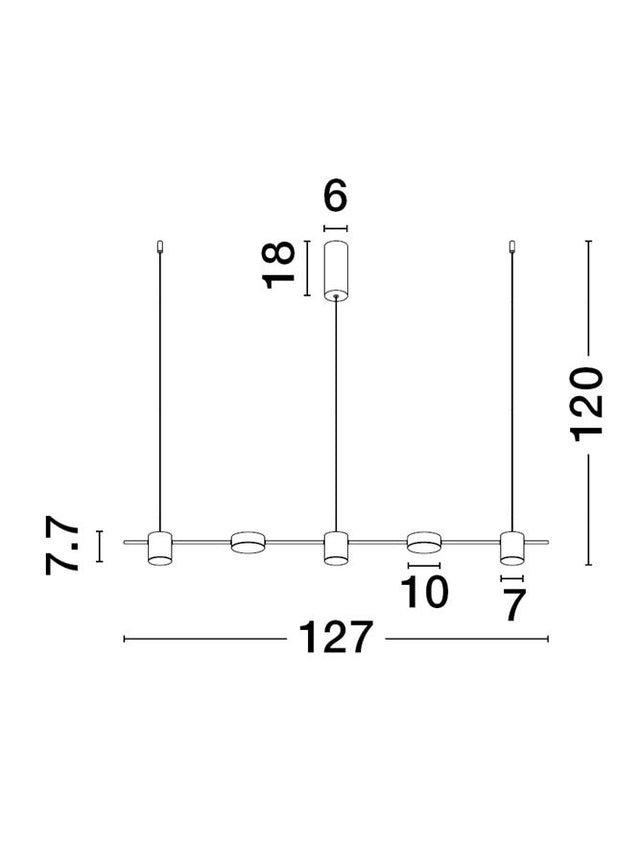 NORDIK Triac Dimmable Black Aluminium & Acrylic LED 29 Watt 230 Volt 560Lm 3000K IP20 L: 127 H: 120 cm Adjustable Height