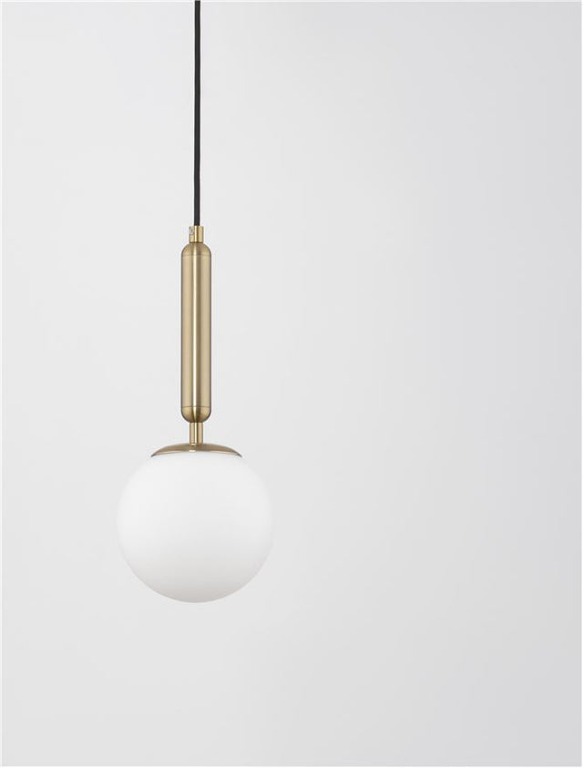 MONET Brass Gold Metal Opal Glass LED E27 1x12 Watt 230 Volt IP20 Bulb Excluded D: 15 H: 185 cm Adjustable height