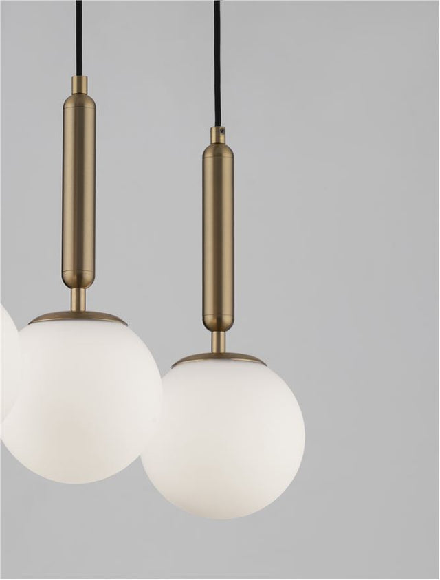 MONET Brass Gold Metal Opal Glass LED E27 3x12 Watt 230 Volt IP20 Bulb Excluded L: 60 W: 15 H: 155 cm Adjustable height