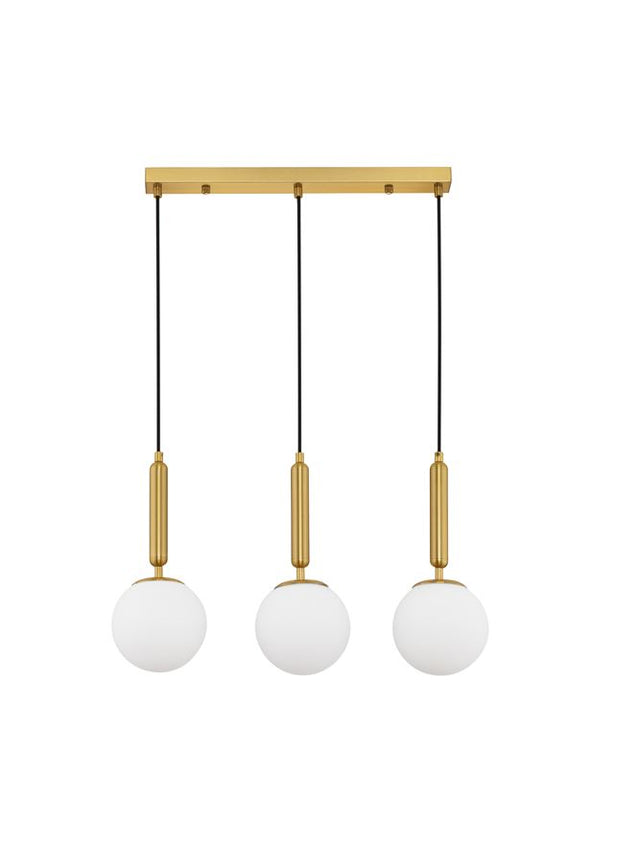 MONET Brass Gold Metal Opal Glass LED E27 3x12 Watt 230 Volt IP20 Bulb Excluded L: 60 W: 15 H: 155 cm Adjustable height