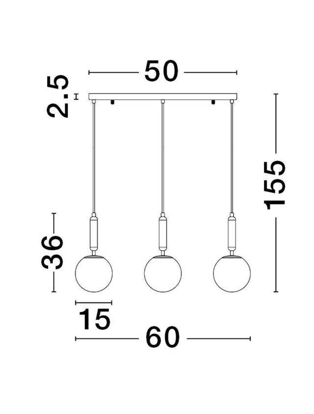 MONET Brass Gold Metal Opal Glass LED E27 3x12 Watt 230 Volt IP20 Bulb Excluded L: 60 W: 15 H: 155 cm Adjustable height