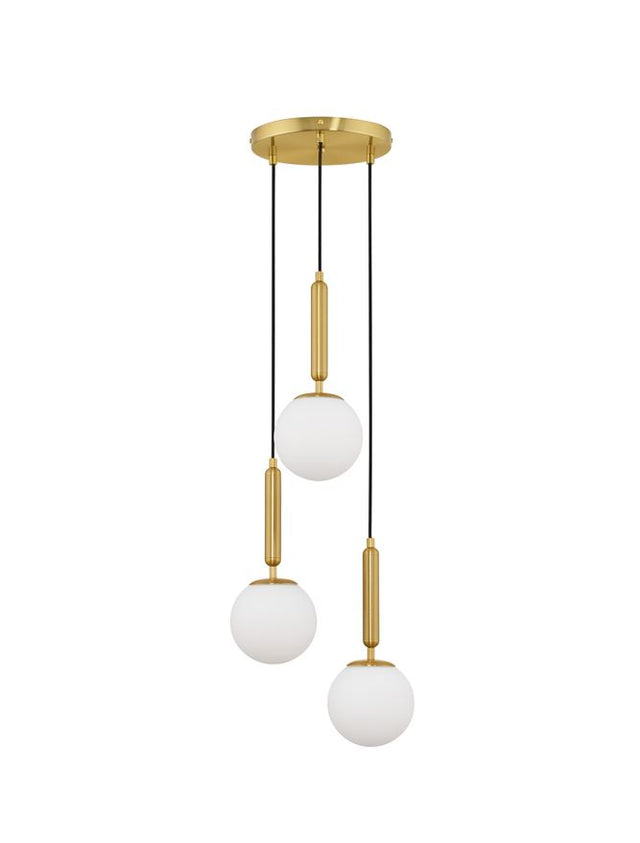 MONET Brass Gold Metal Opal Glass LED E27 3x12 Watt 230 Volt IP20 Bulb Excluded D: 35 H: 155 cm Adjustable height