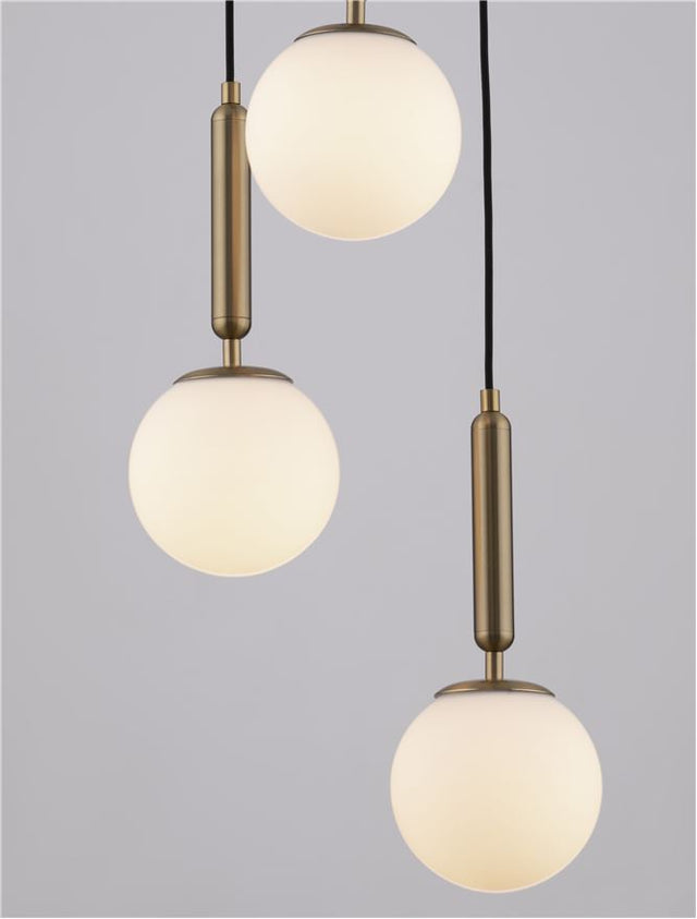 MONET Brass Gold Metal Opal Glass LED E27 3x12 Watt 230 Volt IP20 Bulb Excluded D: 35 H: 155 cm Adjustable height