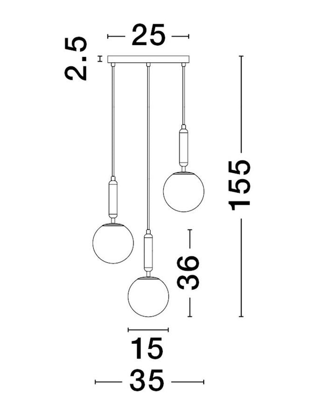 MONET Brass Gold Metal Opal Glass LED E27 3x12 Watt 230 Volt IP20 Bulb Excluded D: 35 H: 155 cm Adjustable height