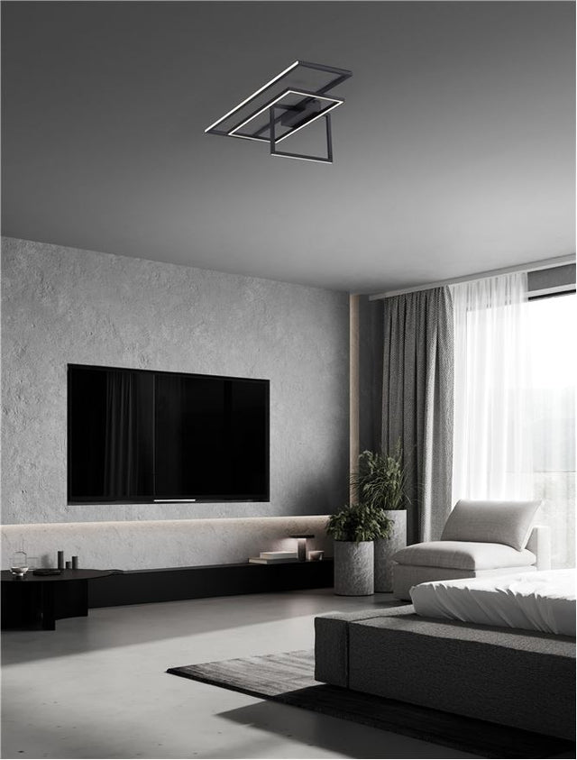 CLEA Triac Dimmable Sandy Black Aluminium & Acrylic LED 31 Watt 220-240 Volt 3180Lm 3000K IP20 L: 92 W: 38.5 H: 26 cm