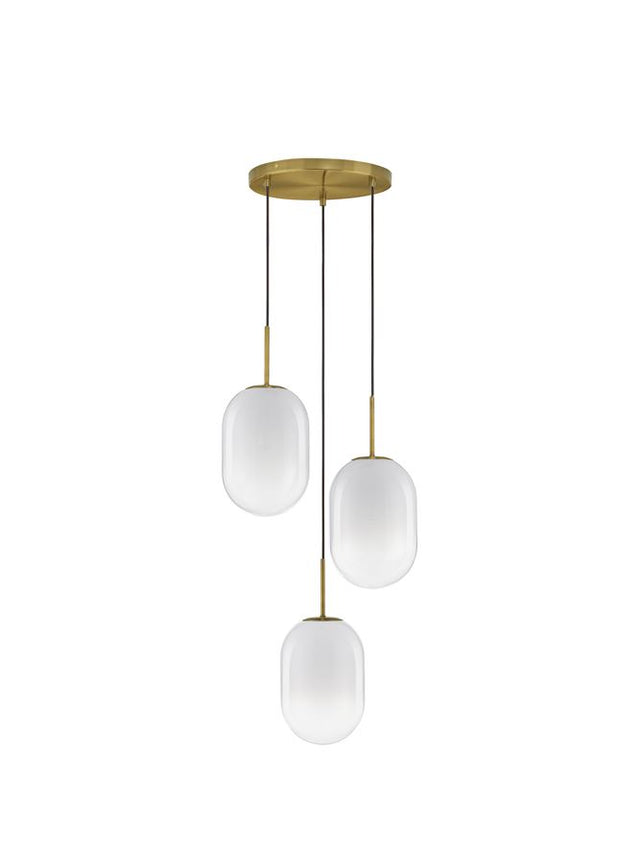 CHRYSI Brass Gold Metal & Gradient White Glass LED E14 3x5 Watt 230 Volt IP20 Bulb Excluded D: 43 H: 120 cm Adjustable Height