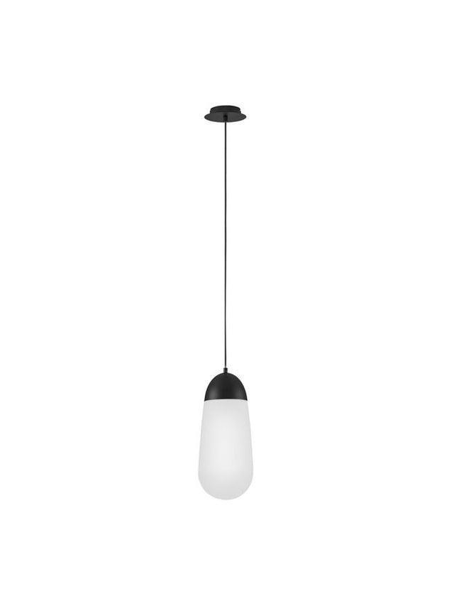 BLAKY Matt Black Metal & Opal Glass LED E14 1x5 Watt 230 Volt IP20 Bulb Excluded D: 18 H: 246 cm Adjustable height