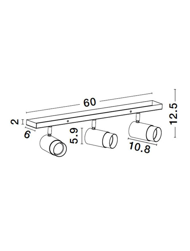 POGNO Sandy Black & Gold Aluminium LED GU10 3x10 Watt IP20 220-240 Volt Bulb Excluded L: 60 W: 6 H: 14 cm Rotating & Adjustable