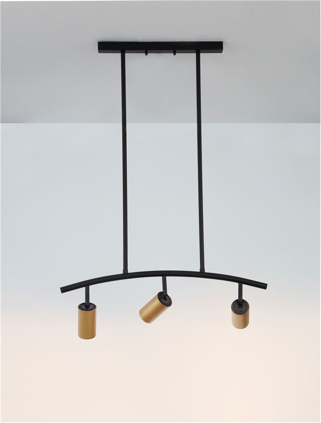 POGNO Black & Gold Aluminium LED GU10 3x10 Watt 230 Volt IP20 Bulb Excluded L: 72.5 H: 90 cm