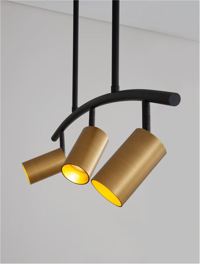 POGNO Black & Gold Aluminium LED GU10 3x10 Watt 230 Volt IP20 Bulb Excluded L: 72.5 H: 90 cm