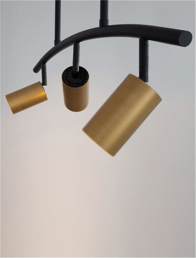 POGNO Black & Gold Aluminium LED GU10 3x10 Watt 230 Volt IP20 Bulb Excluded L: 72.5 H: 90 cm