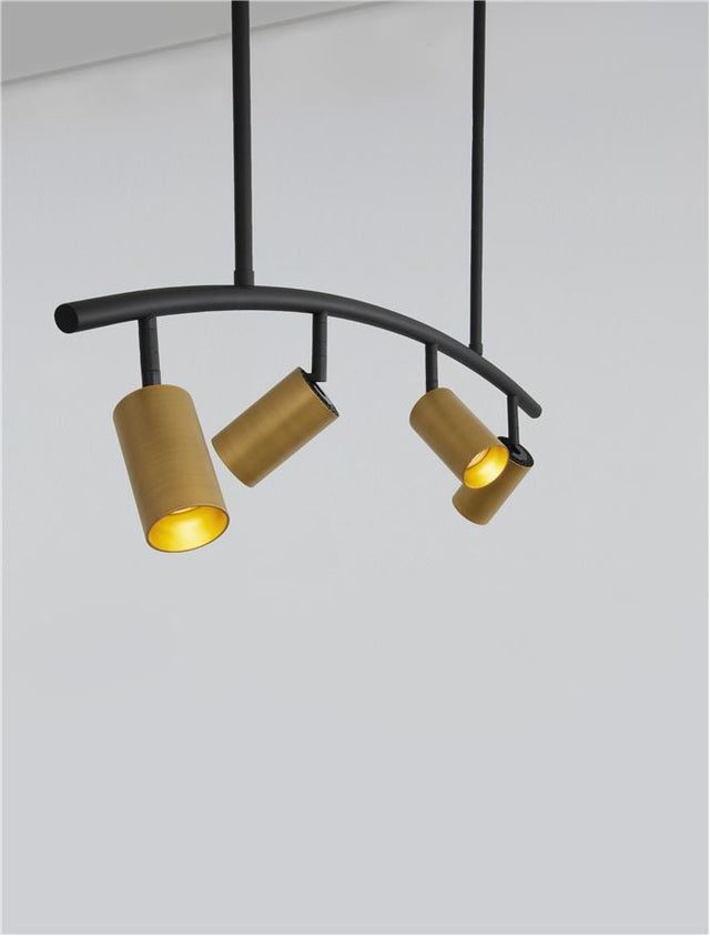 POGNO Black & Gold Aluminium LED GU10 4x10 Watt 230 Volt IP20 Bulb Excluded L: 96.5 H: 90 cm