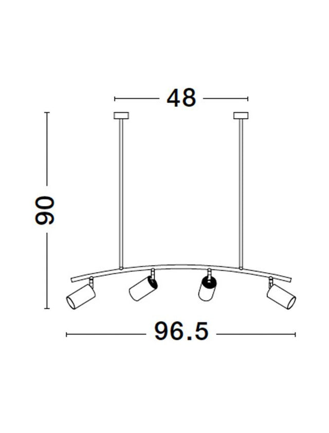 POGNO Black & Gold Aluminium LED GU10 4x10 Watt 230 Volt IP20 Bulb Excluded L: 96.5 H: 90 cm