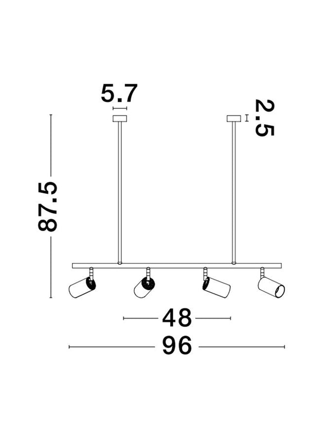 POGNO Black & Gold Aluminium LED GU10 4x10 Watt 230 Volt IP20 Bulb Excluded L: 96 H: 87.5 cm Fixed Height