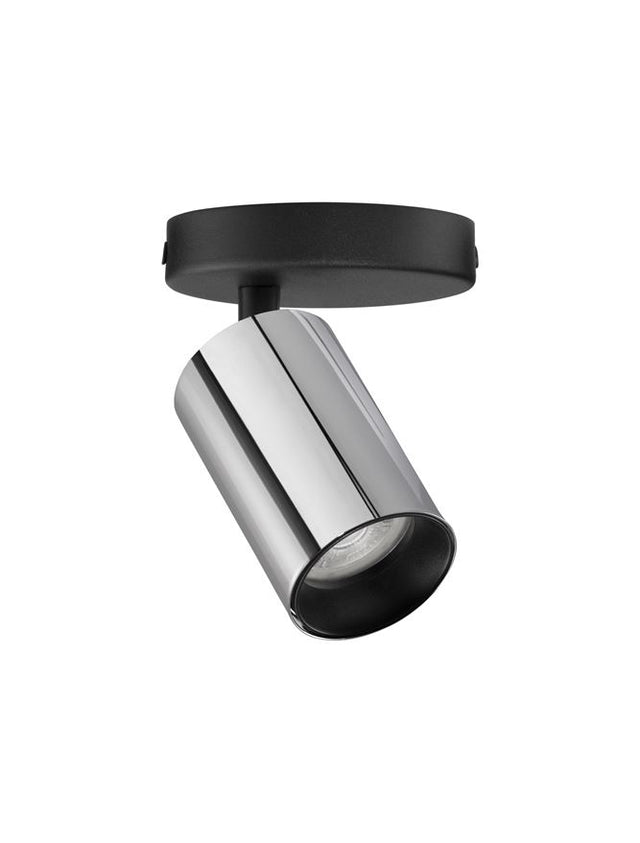 INUS Black & Chrome Aluminium LED GU10 1x10 Watt 220-240 Volt IP20 Bulb Excluded D: 5.7 H: 12.7 cm Rotating & Adjustable