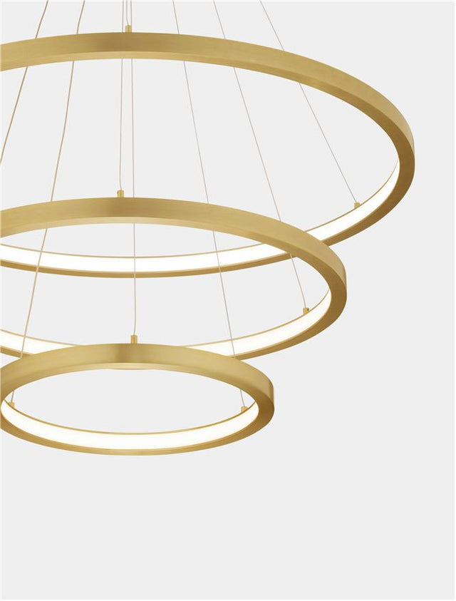 EMPATIA Triac Dimmable Brass Gold Aluminium & Acrylic LED 108 Watt 230 Volt 2245Lm 3000K IP20 D1: 80 D2: 60 D3: 40 H: 120 cm Adjustable Height & Rotating