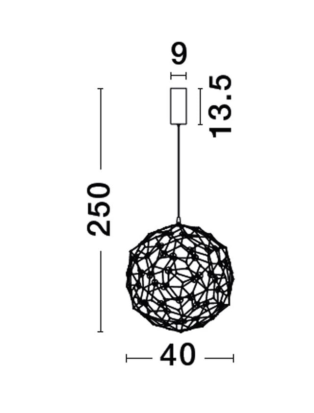 SOLE Titanium Black Copper LED 21 Watt 230 Volt 2403Lm 3000K IP20 Led Chip: 60 Pcs D: 40 H: 250 cm Adjustable Height