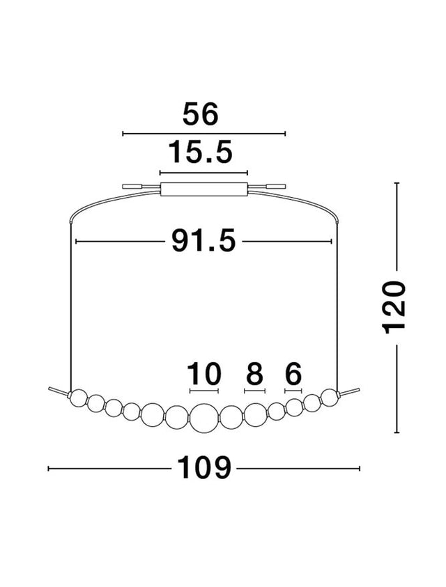 PERLA Triac Dimmable Chrome Metal & Opal Glass LED 28 Watt 230 Volt 2686Lm 3000K IP20 L: 109 W: 13.5 H: 120 cm