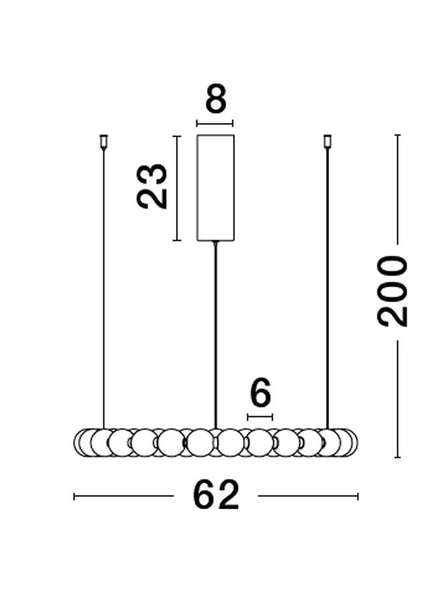 PERLA Triac Dimmable Chrome Metal & Opal Glass LED 56 Watt 230 Volt 4732Lm 3000K IP20 D: 62 H: 200 cm Adjustable Height