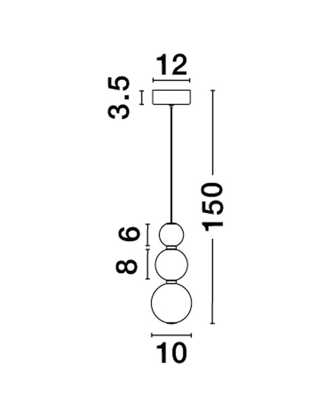 PERLA Chrome Metal & Opal Glass LED 11 Watt 230 Volt 963Lm 3000K IP20 D: 10 H: 150 cm Adjustable Height