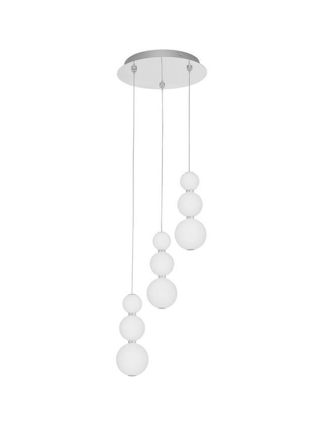 PERLA Triac Dimmable Chrome Metal & Opal Glass LED 23 Watt 230 Volt 2281Lm 3000K IP20 D: 31 H: 150 cm Adjustable Height