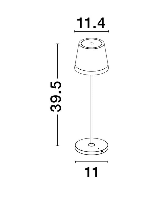 SEINA Sandy Balsalt Grey Aluminium & Acrylic LED 2 Watt 192Lm 2700K DC 5 Volt IP54 Switch On/Off / USB Type C Wire Rechargeable with PG base D: 11.4 H: 39.5 cm