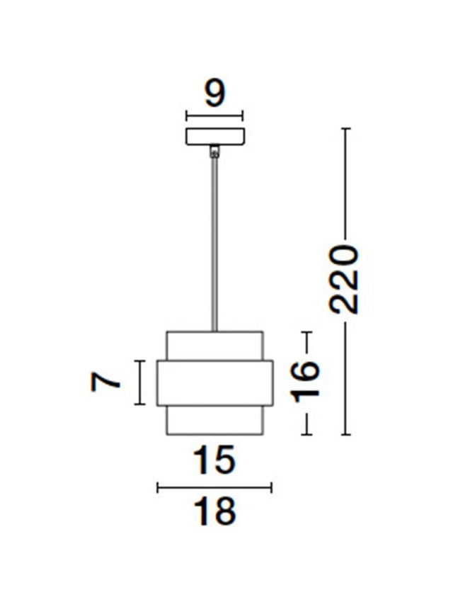 SIANNA Smoky Glass Brass Gold Metal LED E27 1x12 Watt 230 Volt IP20 Bulb Excluded D: 18 H1: 16 H2: 220 cm Adjustable height