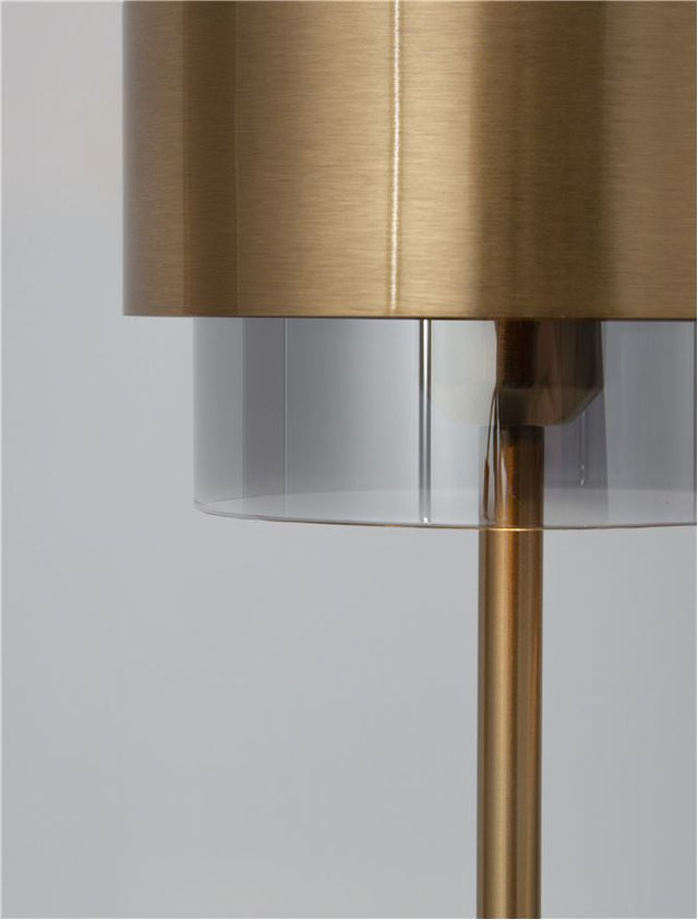 SIANNA Smoky Glass Brass Gold Metal LED E27 1x12 Watt 230 Volt IP20 Bulb Excluded Cable Length: 165 cm D: 18 H: 47 cm