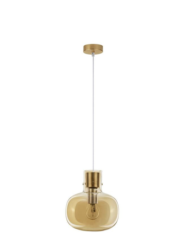 CINZIA Champagne Glass White Cord Brass Gold Metal LED E27 1x12 Watt 230 Volt IP20 Bulb Excluded D: 22 H1: 25 H2: 178 cm Adjustable Height