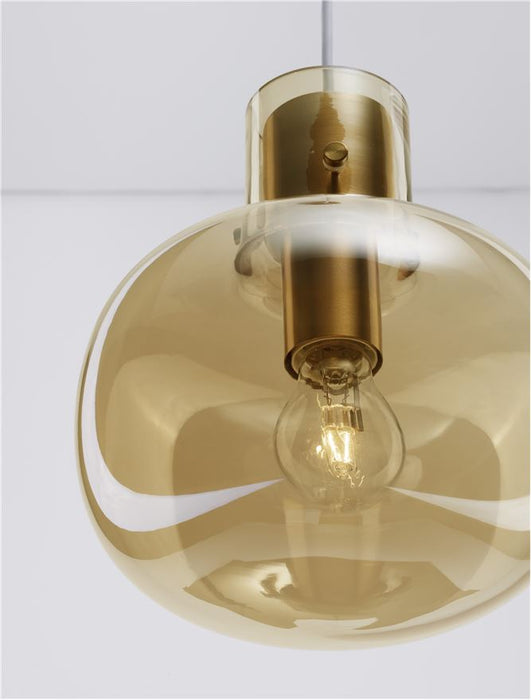 CINZIA Champagne Glass White Cord Brass Gold Metal LED E27 1x12 Watt 230 Volt IP20 Bulb Excluded D: 22 H1: 25 H2: 178 cm Adjustable Height