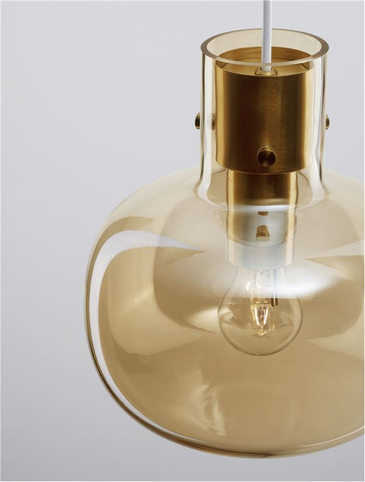 CINZIA Champagne Glass White Cord Brass Gold Metal LED E27 1x12 Watt 230 Volt IP20 Bulb Excluded D: 22 H1: 25 H2: 178 cm Adjustable Height