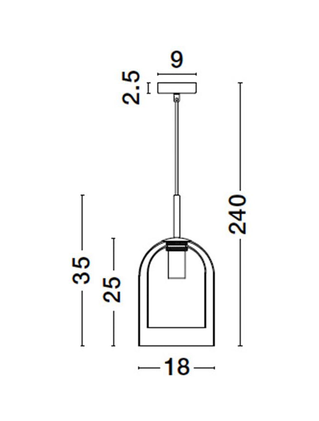 VELOR Double Layered Smoky Glass Black Cord Black Metal Base LED E27 1x12 Watt 230 Volt IP20 Bulb Excluded D: 18 H: 240 cm Adjustable height