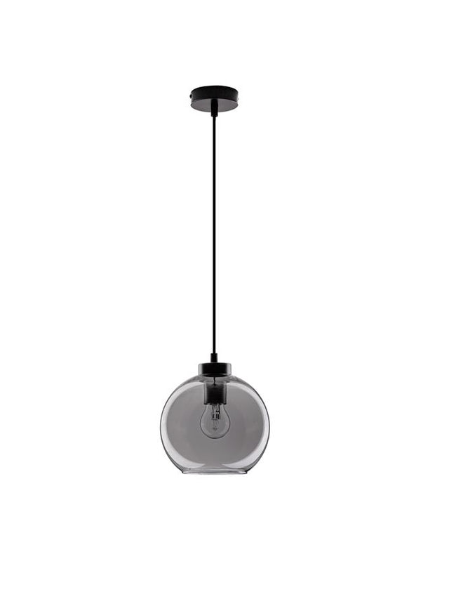 PALMER Smoky Glass Black Cord Black Metal Base LED E27 1x12 Watt 230 Volt IP20 Bulb Excluded D: 20 H1: 17.4 H2: 220 cm Adjustable height