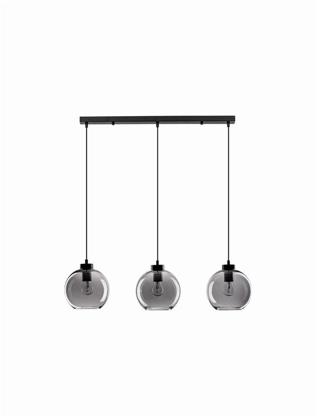 PALMER Smoky Glass Black Cord Black Metal Base LED E27 3x12 Watt 230 Volt IP20 Bulb Excluded L: 84 H 1: 17.4 H 2: 145 cm Adjustable height