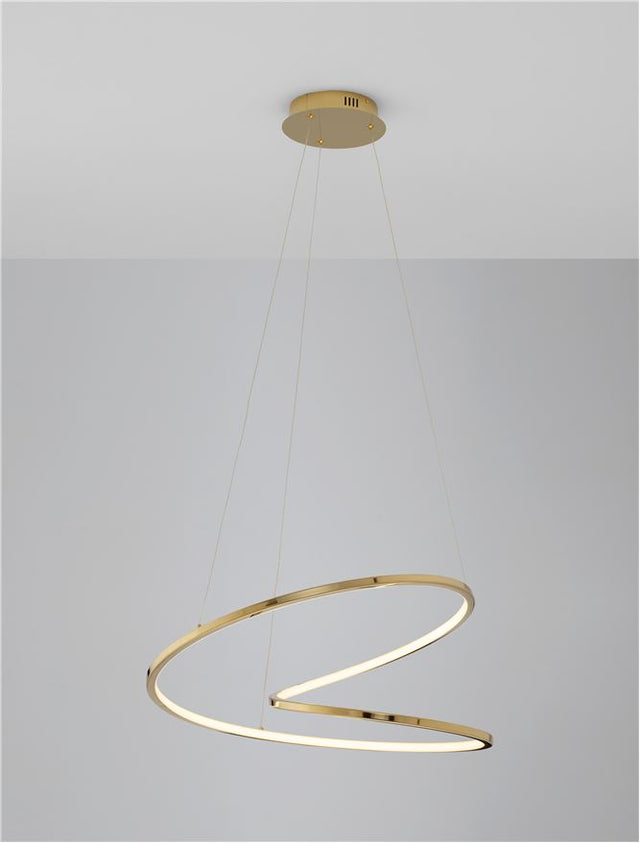 GIRISH Triac Dimmable Gold Stainless Steel & Acrylic LED 41 Watt 230 Volt 2000Lm 3000K IP20 D: 60 H: 120 cm Adjustable Height