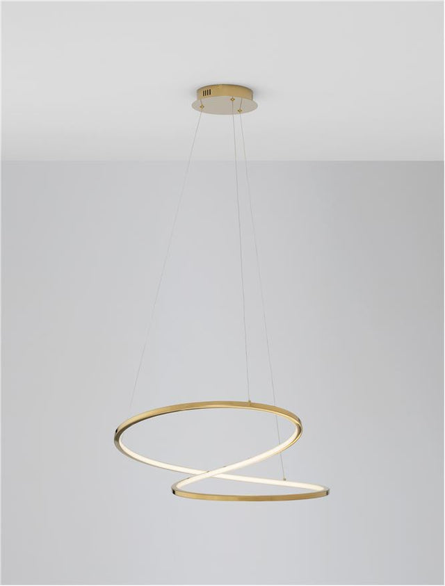 GIRISH Triac Dimmable Gold Stainless Steel & Acrylic LED 41 Watt 230 Volt 2000Lm 3000K IP20 D: 60 H: 120 cm Adjustable Height