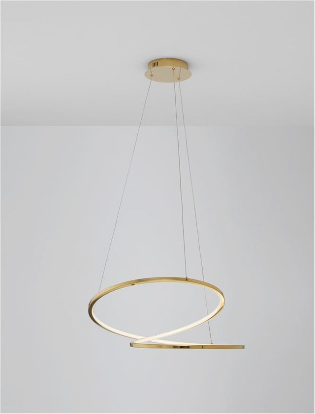 GIRISH Triac Dimmable Gold Stainless Steel & Acrylic LED 41 Watt 230 Volt 2000Lm 3000K IP20 D: 60 H: 120 cm Adjustable Height