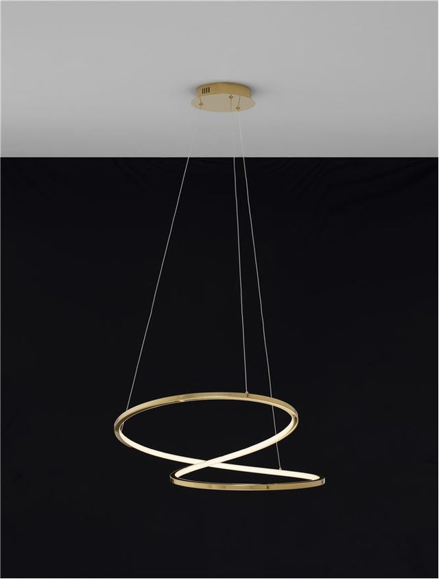 GIRISH Triac Dimmable Gold Stainless Steel & Acrylic LED 41 Watt 230 Volt 2000Lm 3000K IP20 D: 60 H: 120 cm Adjustable Height