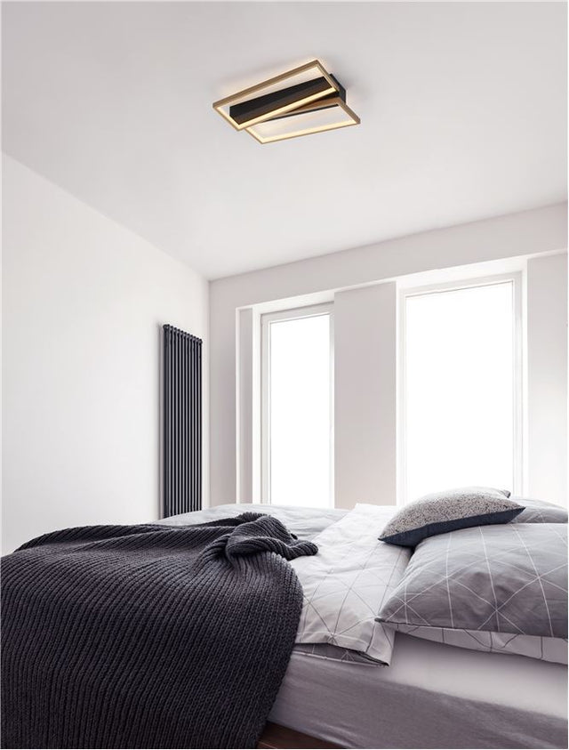 ELIZE Triac Dimmable Black & Brass Gold Steel & Aluminiun & Silicon LED 28 Watt 230 Volt 1550Lm 3000K IP20 D:43.2 W: 43.6 H: 8 cm