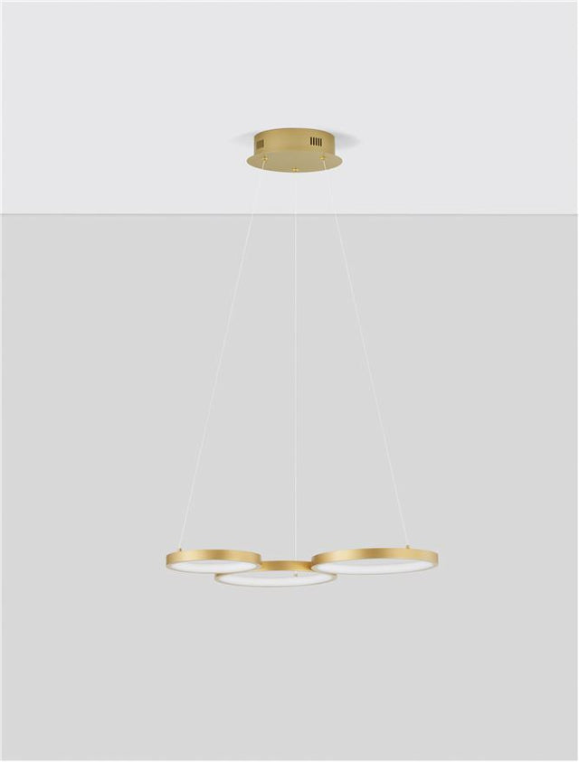 MAGNUS Triac Dimmable Brass Gold Aluminiun & Acrylic LED 28 Watt 230 Volt 1900Lm 3000K IP20 D: 55 W: 51.5 H: 120 cm Adjustable Height