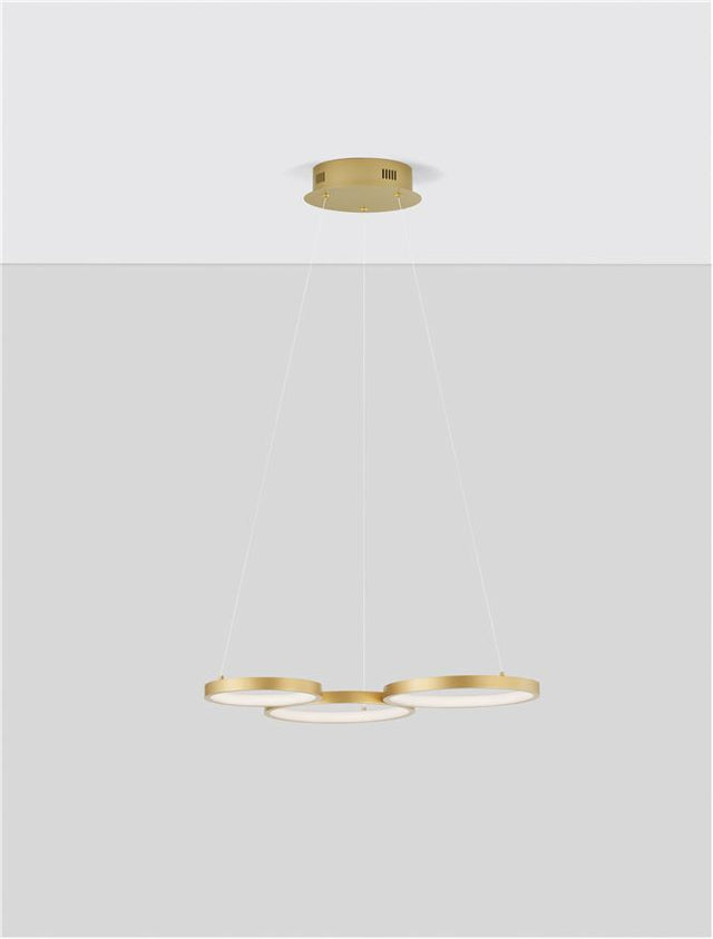 MAGNUS Triac Dimmable Brass Gold Aluminiun & Acrylic LED 28 Watt 230 Volt 1900Lm 3000K IP20 D: 55 W: 51.5 H: 120 cm Adjustable Height