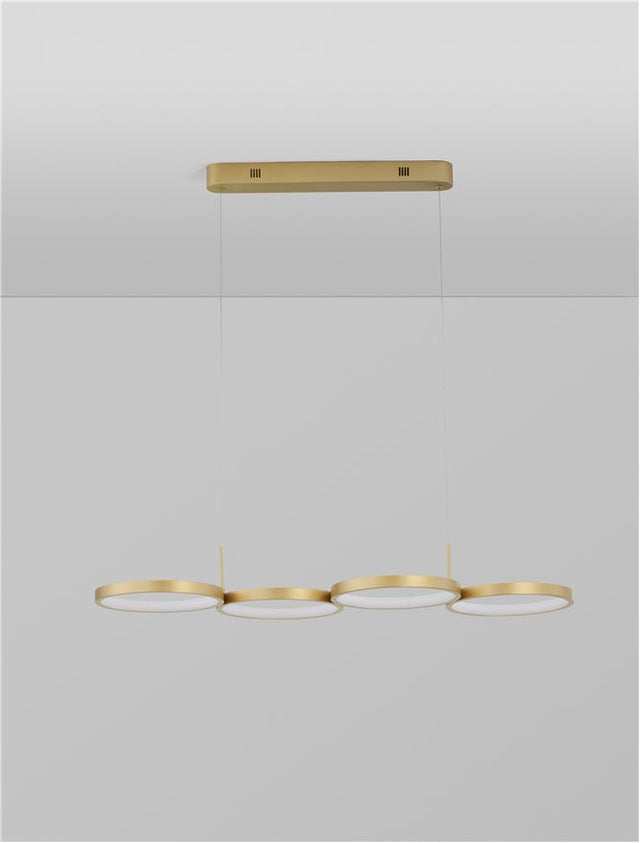 MAGNUS Triac Dimmable Brass Gold Aluminiun & Acrylic LED 41 Watt 230 Volt 2300Lm 3000K IP20 L: 84 W: 32 H: 120 cm Adjustable Height