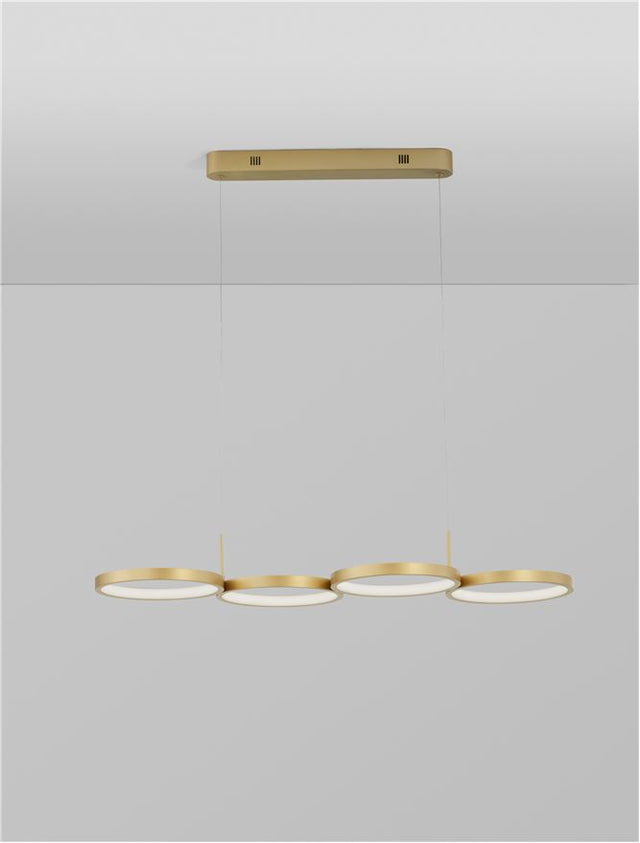 MAGNUS Triac Dimmable Brass Gold Aluminiun & Acrylic LED 41 Watt 230 Volt 2300Lm 3000K IP20 L: 84 W: 32 H: 120 cm Adjustable Height